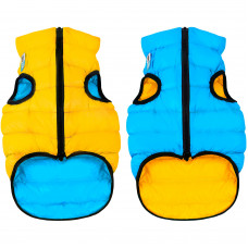 Легкая и теплая двухсторонняя куртка-жилетка для собак AiryVest "Colors of freedom" желто-голубая