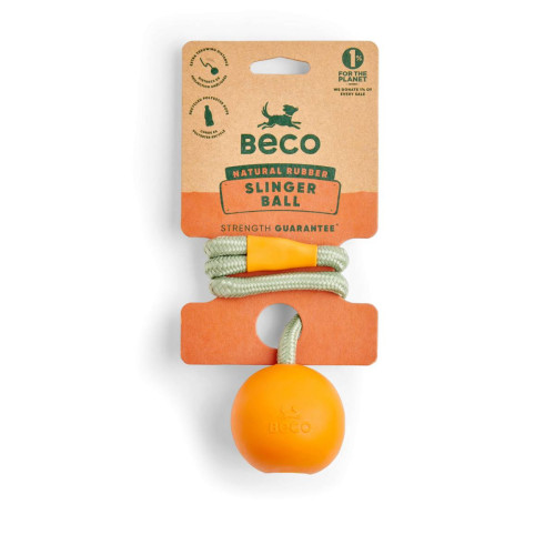Іграшка м'ячик на мотузці Slinger Ball помаранчевий для собак Beco Pets