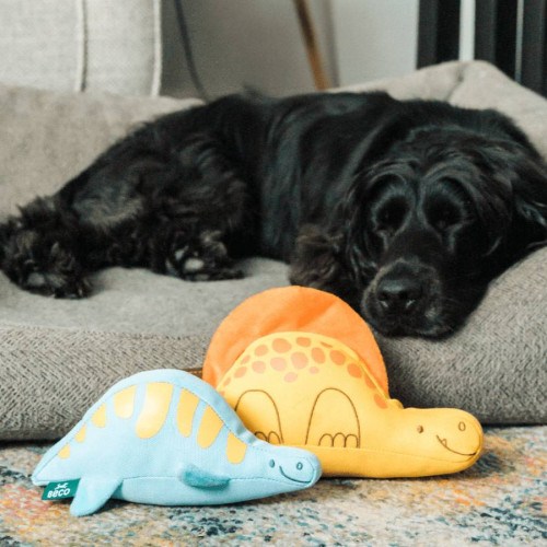 М'яка іграшка Діметродон Beco Pets з перероблених матеріалів жовта для собак Beco Pets