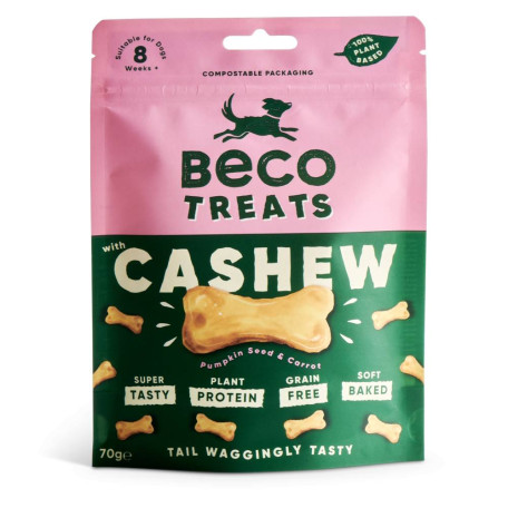 Печиво для собак Beco Pets Кеш'ю з гарбузовим насінням і морквою 70 г (рослинний білок)