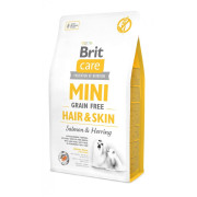 Корм сухий Brit Care Grain Free Mini Hair and Skin для дорослих собак мініатюрних порід для шкіри та шерсті з лососем та оселедцем 2 кг - фото 1