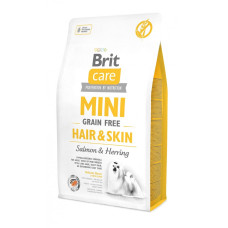 Корм сухой Brit Care Grain Free Mini Hair and Skin для взрослых собак мініатюрних порід для шкіри та шерсті с лососем та оселедцем 2 кг
