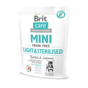 Корм сухий Brit Care Grain Free Mini Light Sterilised для дорослих собак дрібних порід з зайвою вагою або стерілізованих з кроликом та лососем 400 г - фото 1