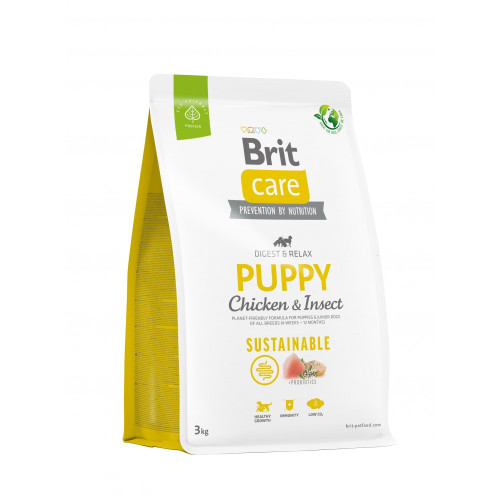 Корм сухий Brit Care Dog Sustainable Puppy для цуценят з куркою та комахами