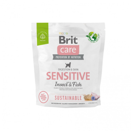 Корм сухий Brit Care Dog Sustainable Sensitive для собак з чутливим травленням з рибою та комахами