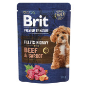 Корм вологий Brit Premium Fillets in Gravy Beef & Carrot для собак малих порід філе в соусі яловичина і морква 85 г - фото 1