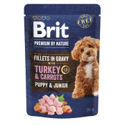 Корм вологий Brit Premium Fillets in Gravy Turkey & Carrots Puppy для цуценят малих порід філе в соусі індичка і морква 85 г - фото 1