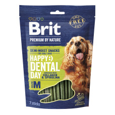 Ласощі Brit Premium Dental Snacks M для cобак середніх порід з колагеном і спіруліною 180 г
