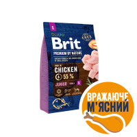 Корм сухой Brit Premium Dog Junior S для молодых собак дрібних порід від 1 до 12 місяців вагою 1-10 кг с курицей