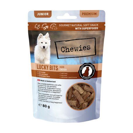 Натуральні ласощі з для собак мʼяса Курки Chewies Lucky Bits для цуценят 80 г