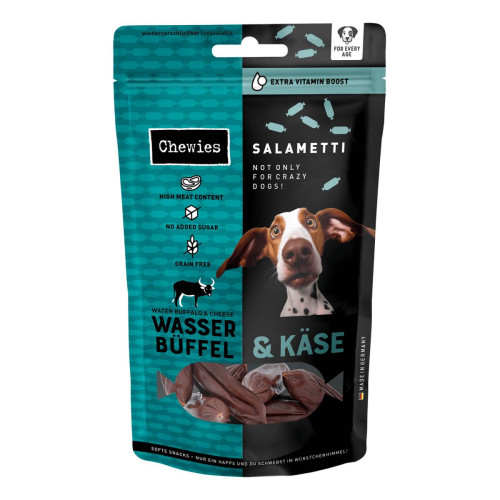 Натуральные сушеные колбаски для собак Chewies Salametti Буйвол и сыр для любого возраста 60 г