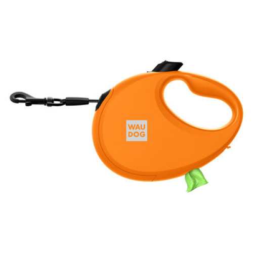 Повідець-рулетка для собак WAUDOG R-leash з контейнером, помаранчевий
