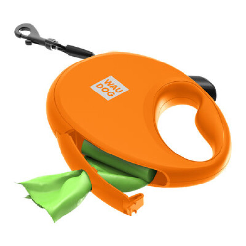 Повідець-рулетка для собак WAUDOG R-leash з контейнером, помаранчевий