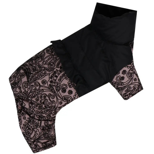 Зимовий комбінезон для собак дівчаток рюша візерунки пудра AD-29