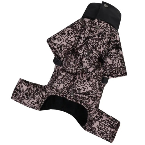 Зимовий комбінезон для собак дівчаток рюша візерунки пудра AD-29