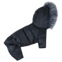 Зимовий комбінезон для собак на хутрі чорного кольору AM-43
