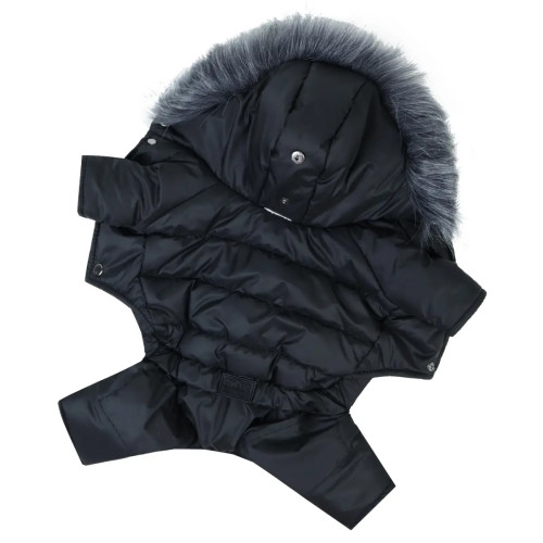 Зимовий комбінезон для собак на хутрі чорного кольору AM-43