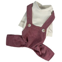 Костюм для собак із лямками D-219 вельвет рожевого кольору