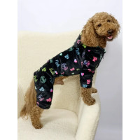 Костюм для собак махровый чёрный с принтом Pink D-221