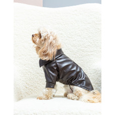 Куртка из экокожи шоколадная для собак Dogs Bomba K-102