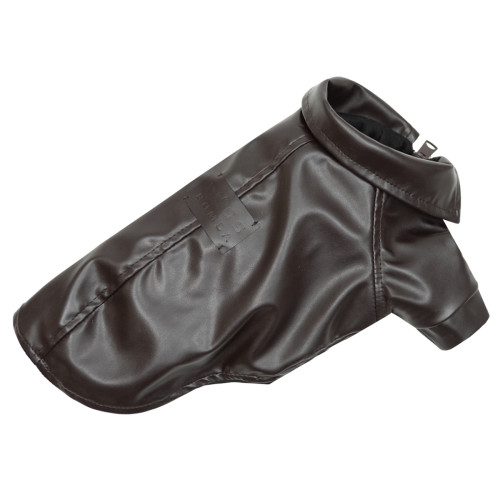 Куртка из экокожи шоколадная для собак Dogs Bomba K-102