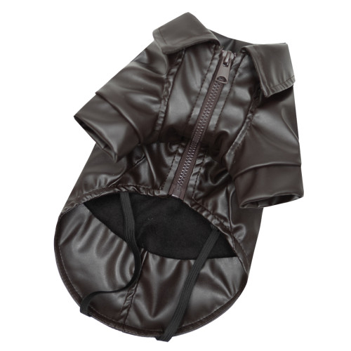 Куртка из экокожи шоколадная для собак Dogs Bomba K-102