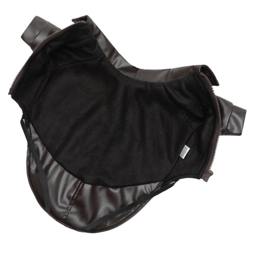 Куртка из экокожи шоколадная для собак Dogs Bomba K-102