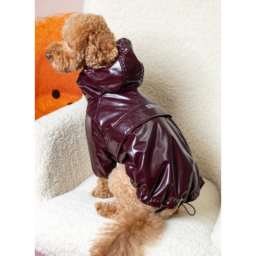 Дождевик Винил на флисе марсала для собак Dogs Bomba M-140