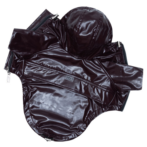 Дождевик Винил на флисе марсала для собак Dogs Bomba M-140