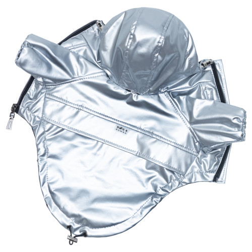Дождевик Винил на флисе серебристый для собак Dogs Bomba M-141