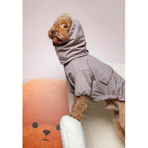 Дождевик-куртка на флисе бежевый для собак Dogs Bomba M-143