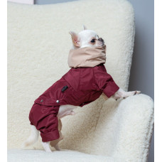 Дождевик-трансформер 3в1 марсала беж для собак Dogs Bomba M-148