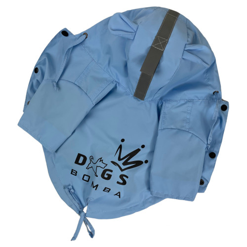 Дощовик парка DB сіро-блакитний для собак Dogs Bomba M-75