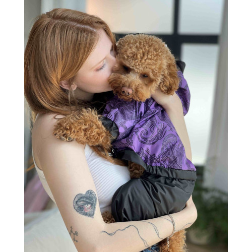 Дощовик з візерунками бузковий для собак Dogs Bomba M-92