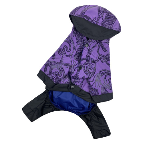 Дощовик з візерунками бузковий для собак Dogs Bomba M-92