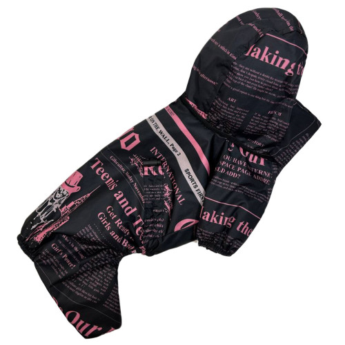 Дождевик со скрытым капюшоном газета розовый для собак Dogs Bomba M-97