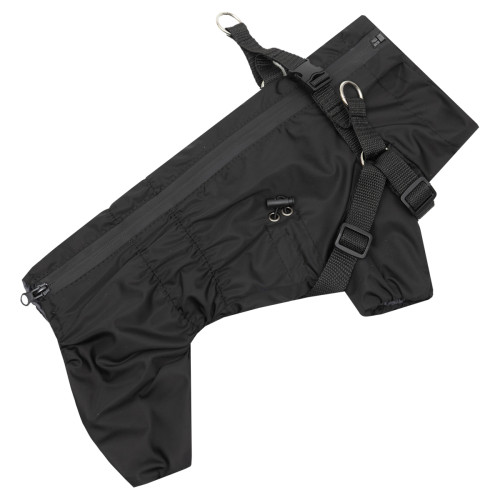 Дощовик зі шлеєю чорний для собак Dogs Bomba MS-16
