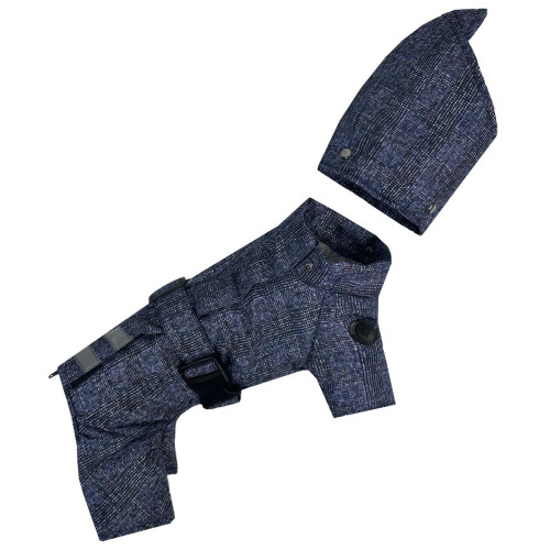 Зимний комбинезон с поясом клетчатый для собак Dogs Bomba R-58