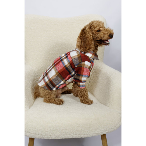 Рубашка утепленная в клетку красная для собак Dogs Bomba RUB-60