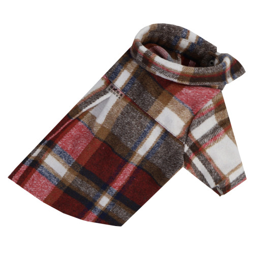 Рубашка утепленная в клетку красная для собак Dogs Bomba RUB-60