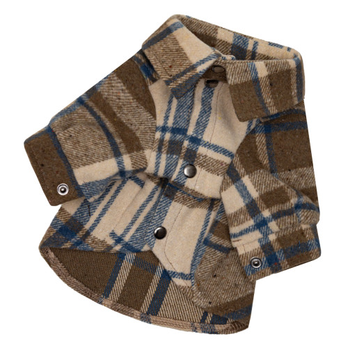 Сорочка картата бежева з синім для собак Dogs Bomba RUB-71