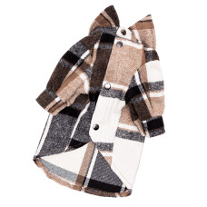 Рубашка в клетку утепленная черная с молоком для собак Dogs Bomba RY-69