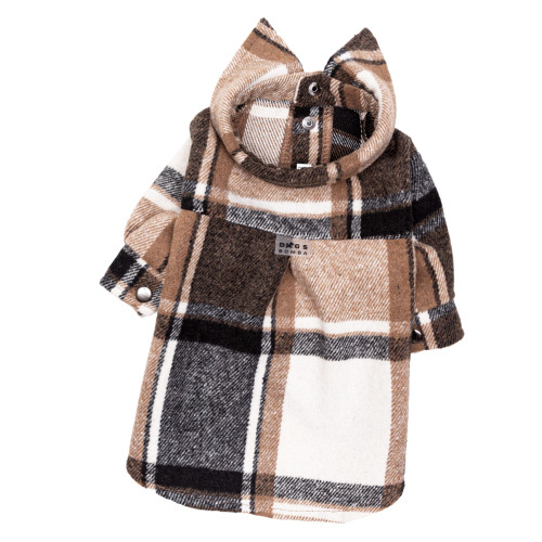 Рубашка в клетку утепленная черная с молоком для собак Dogs Bomba RY-69