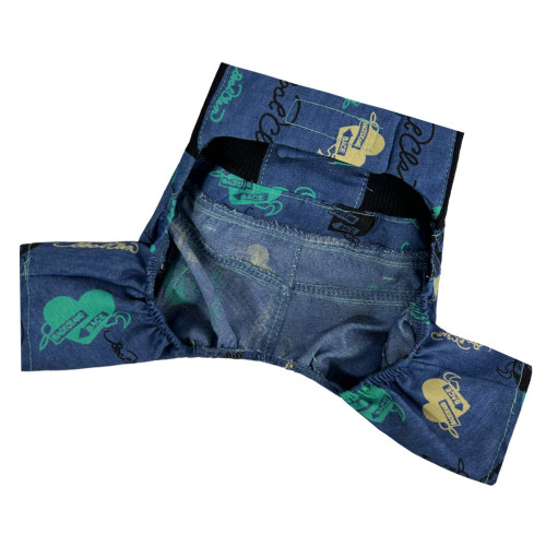 Джинсы Сердца серые для собак Dogs Bomba V-11