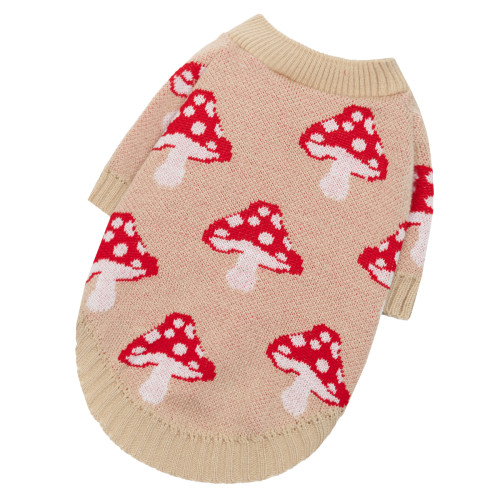 Светр в'язаний Грибочки бежевий для собак Dogs Bomba Y-398