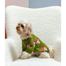 Свитер вязаный Грибочки оливковый для собак Dogs Bomba Y-399