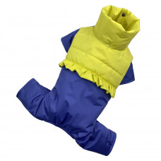 Зимний комбинезон для собак девочек рюша сине-желтого цвета AD-20