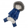 Зимний комбинезон для собак с капюшоном на меху синего цвета AM-13