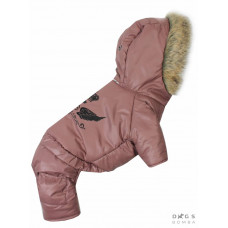 Зимовий комбінезон для собак з капюшоном на хутрі кольору мокко AM-19
