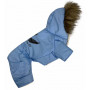 Голубой зимний комбинезон для собак на меху с капюшоном AM-28